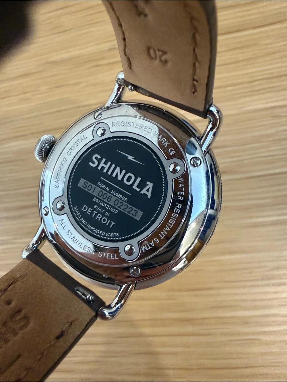 Shinola White Dial Watch with Brown Leather Strap